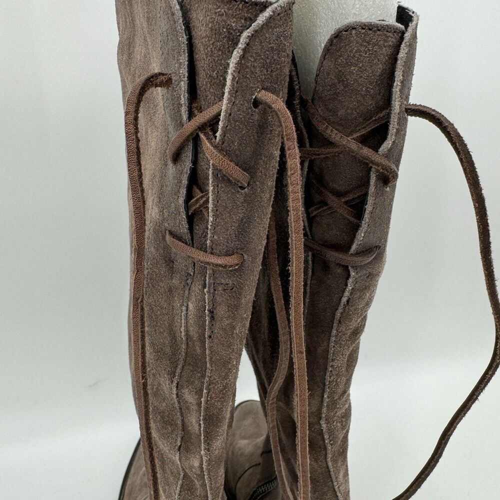 BORN Felicia Gray Brown Suede Lace Back Heeled Boots Size 8.5 - Picture 8 of 11